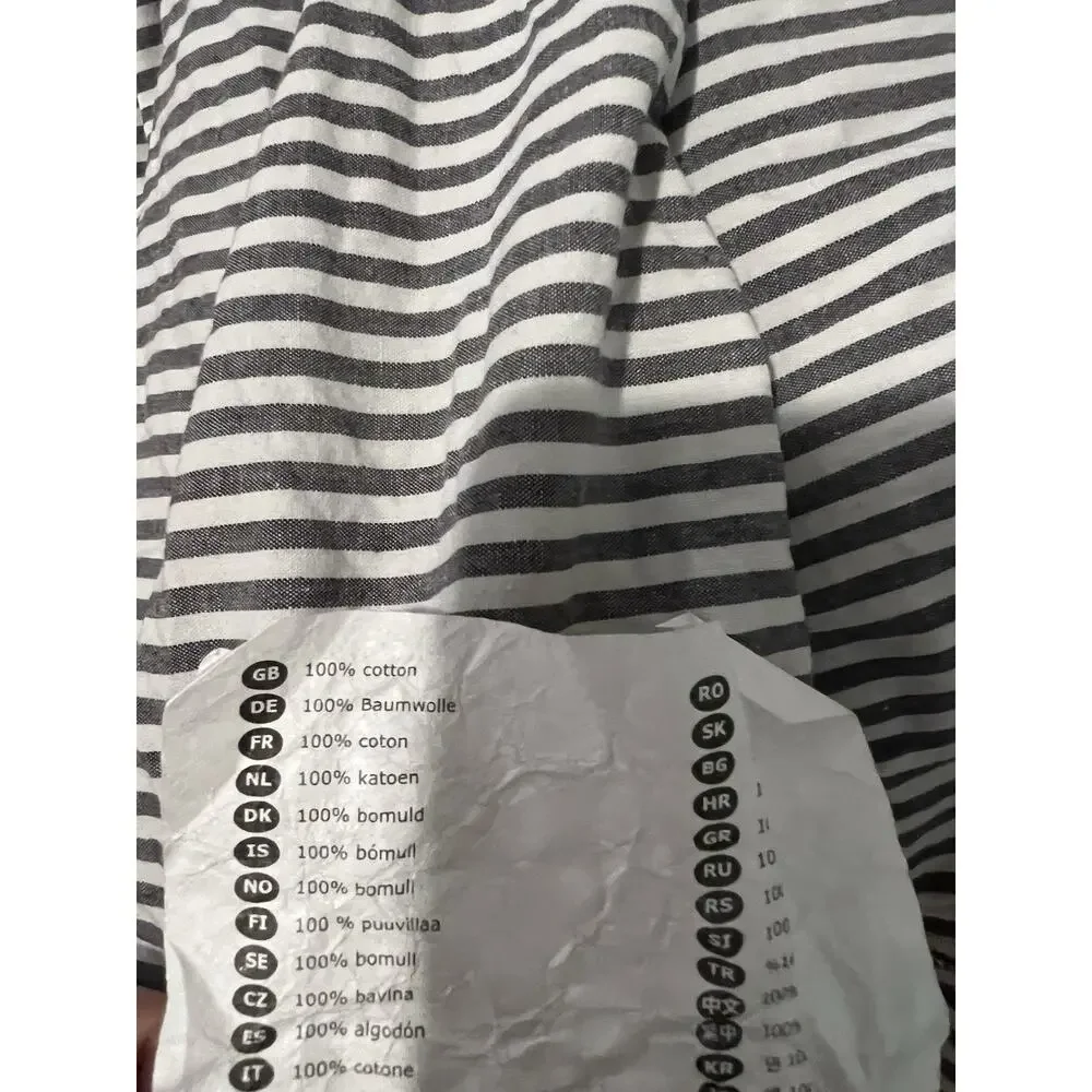 IKEA SOLFIBBLA WHITE/grey STRIPE FULL DUVET Cover Cotton 80x86”